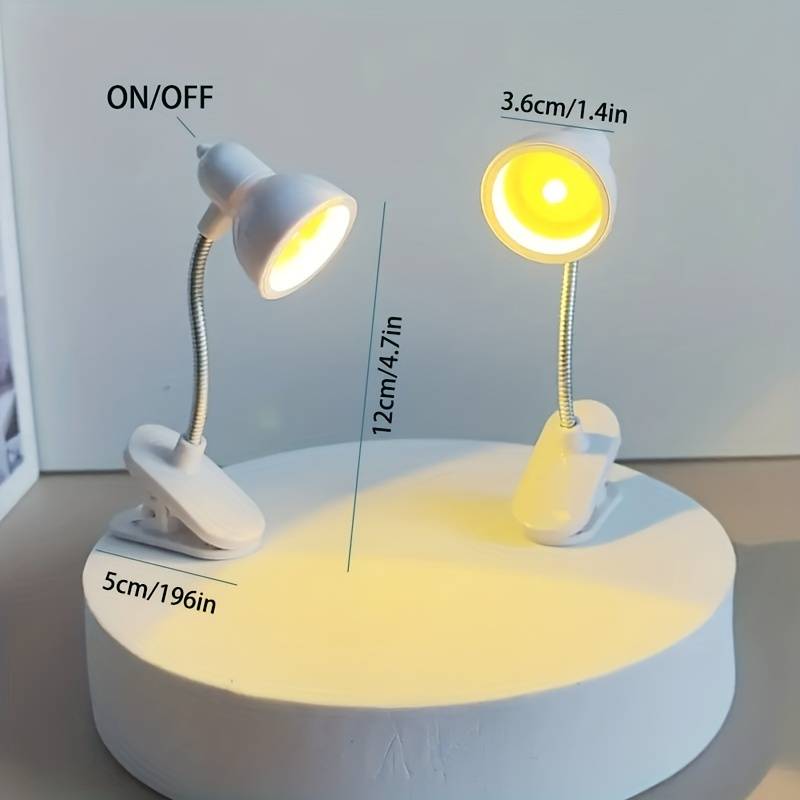 Clarify.pk portable book reading light with flexible neck and clip-on base in white