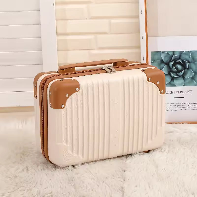 Clarify.pk portable cosmetic organizer with handle in beige and brown with sturdy design