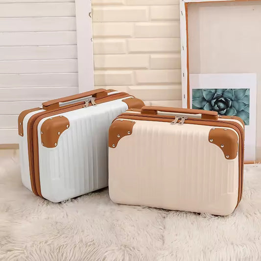 Clarify.pk portable cosmetic organizer with handle in white and brown with sturdy exterior design