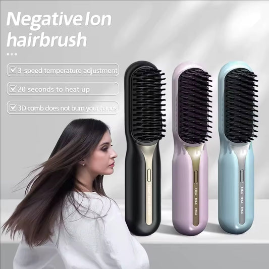 Clarify.pk portable electric hair styling comb in black pink and blue with 3-speed heat settings