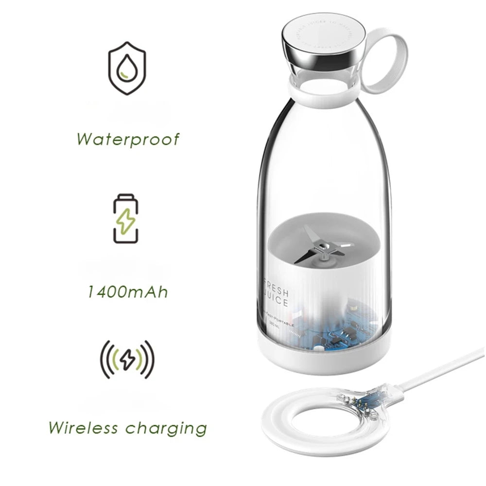 Clarify.pk portable electric juicer blender with waterproof design 1400mAh battery and wireless charging