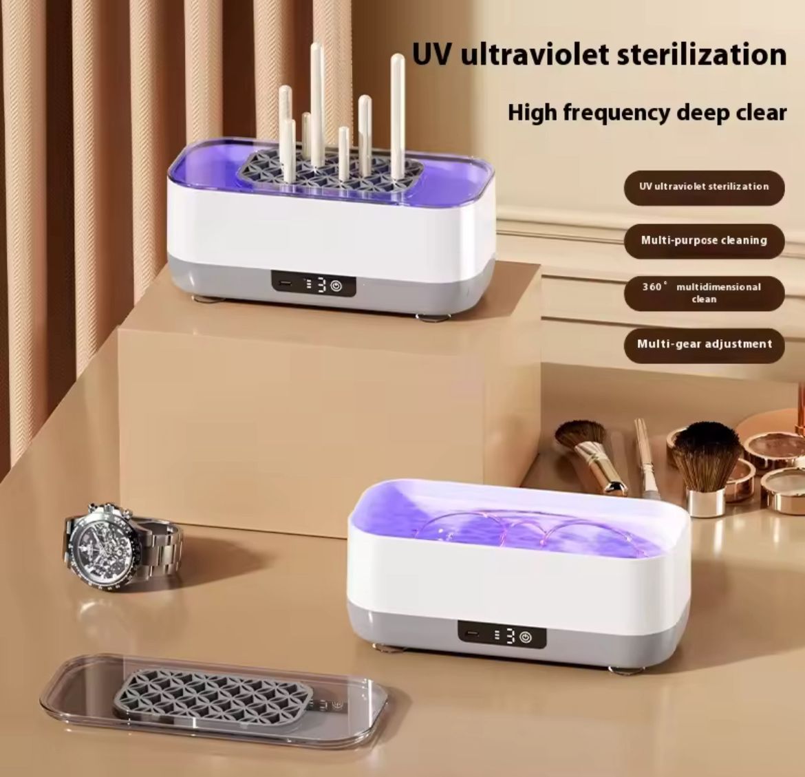 Clarify.pk portable eyewear cleaner with UV ultraviolet sterilization and multi-gear adjustment for deep cleaning