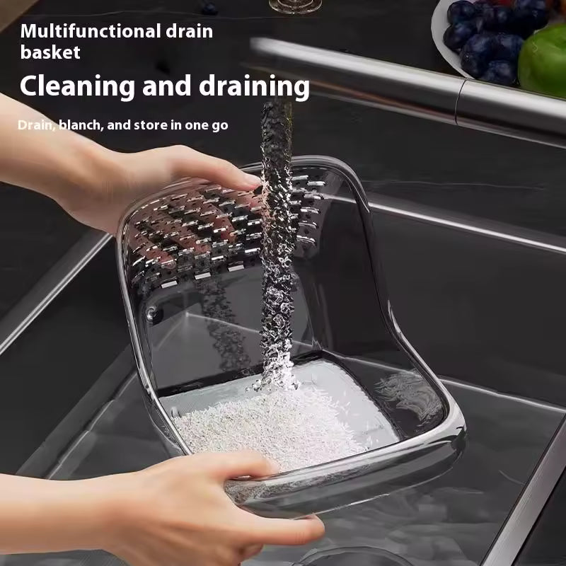 Clarify.pk portable fruit colander multifunctional drain basket for cleaning and draining rice
