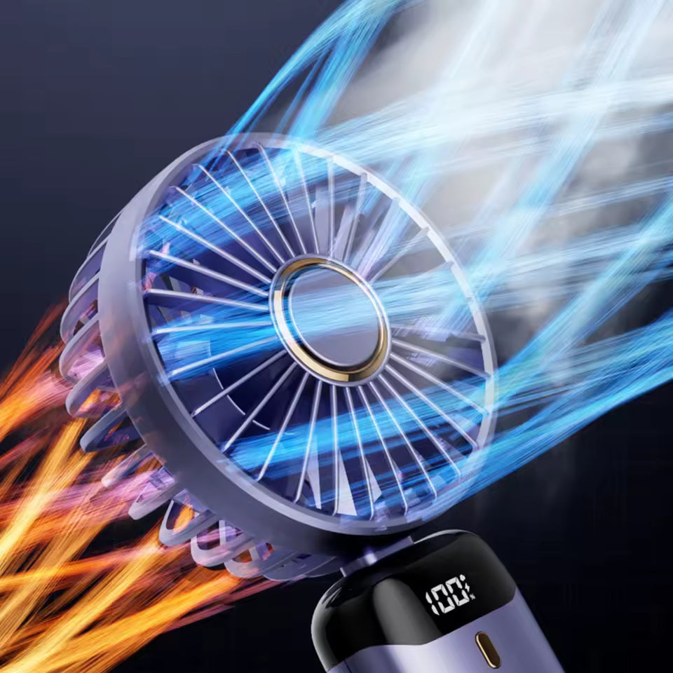 Clarify pk portable handheld fan rechargeable with digital display and airflow simulation