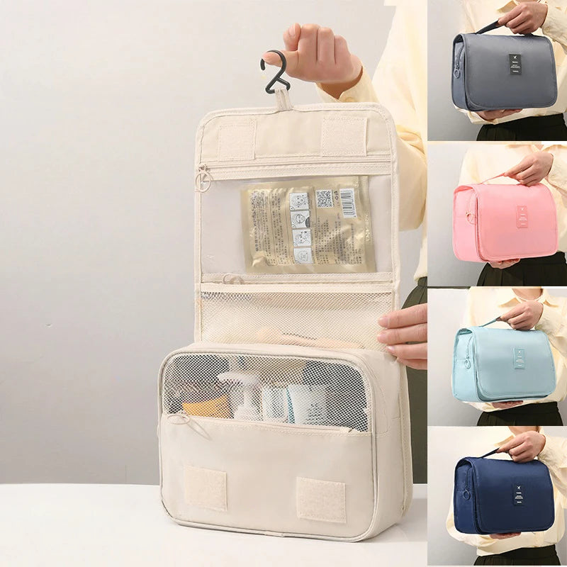 Clarify.pk portable hanging toiletry bag in multiple colors with compartments for cosmetics and toiletries