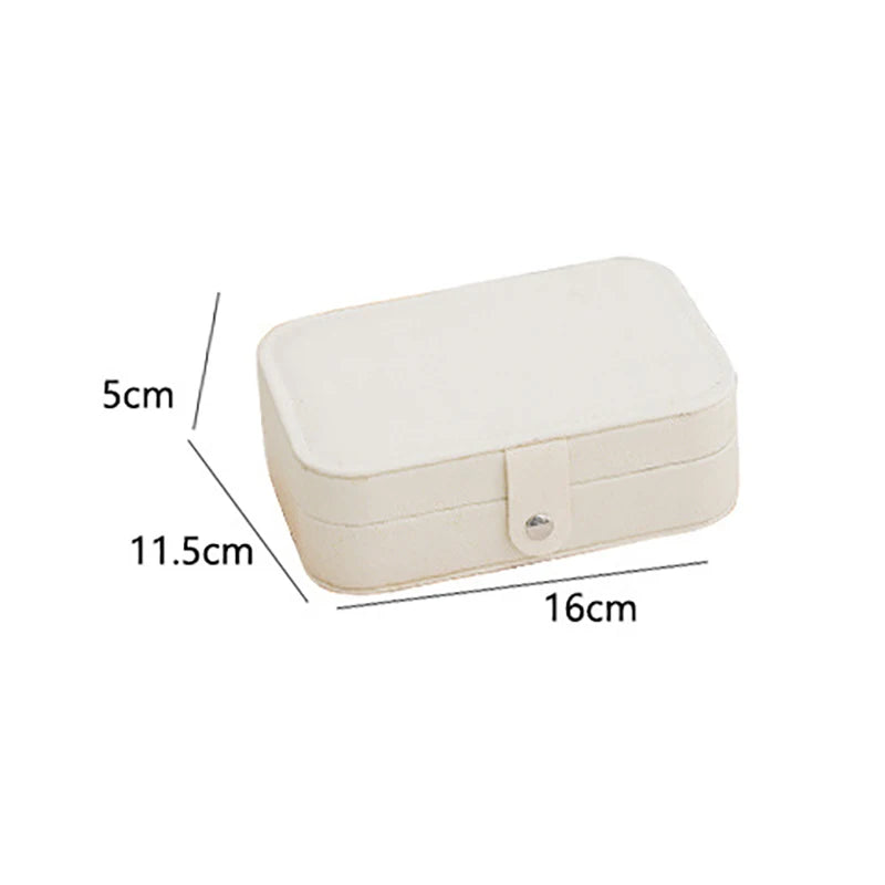 Clarify.pk white portable jewelry storage box with dimensions 16cm by 11.5cm by 5cm compact design