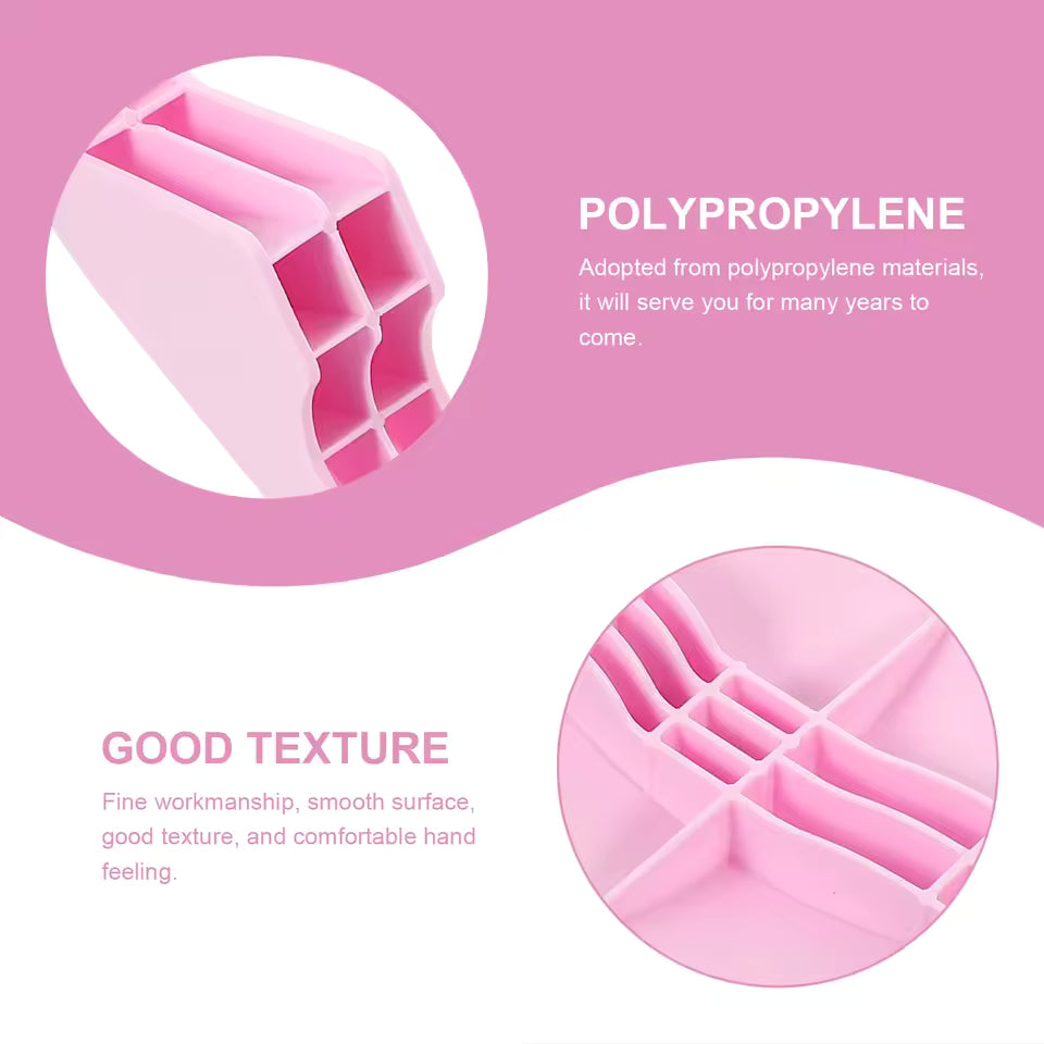 Close-up view of pink portable kitchen dumpling press made from durable polypropylene with smooth texture