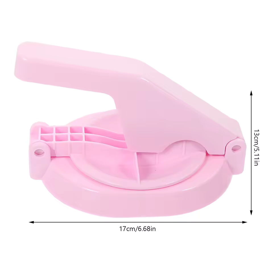 Clarify.pk pink portable kitchen dumpling press for easy homemade dumpling making