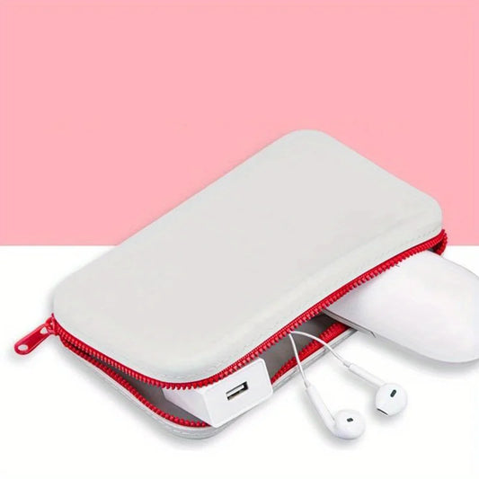 Clarify.pk portable makeup brush organizer with white zippered cosmetic storage bag featuring a red zipper