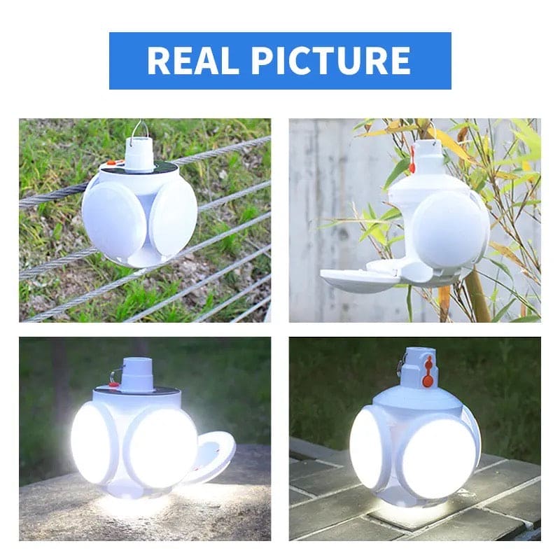 Clarify.pk portable rechargeable led lantern with bright white light shown in various outdoor settings
