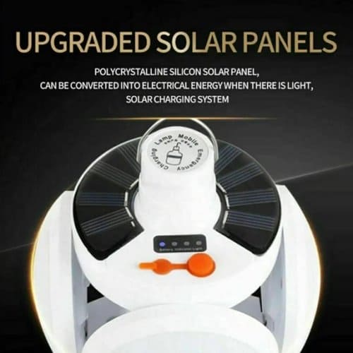 Upgraded portable rechargeable led lantern with polycrystalline silicon solar panels and solar charging system