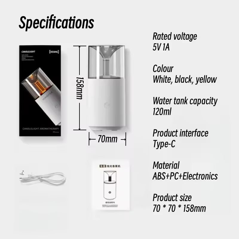 Clarify.pk portable USB aroma humidifier with Type-C interface and 120ml water tank in white color