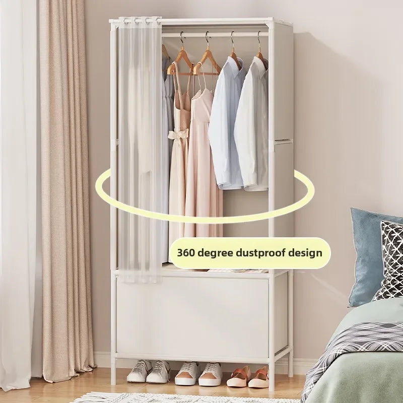 Clarify.pk folding rack portable wardrobe closet with 360 degree dustproof design holding clothes and shoes