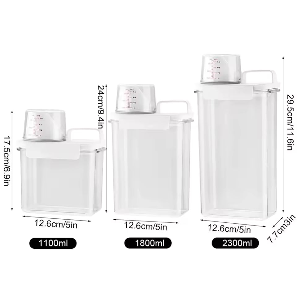 Clarify.pk portable washing powder dispenser set with 1100ml 1800ml and 2300ml storage capacity