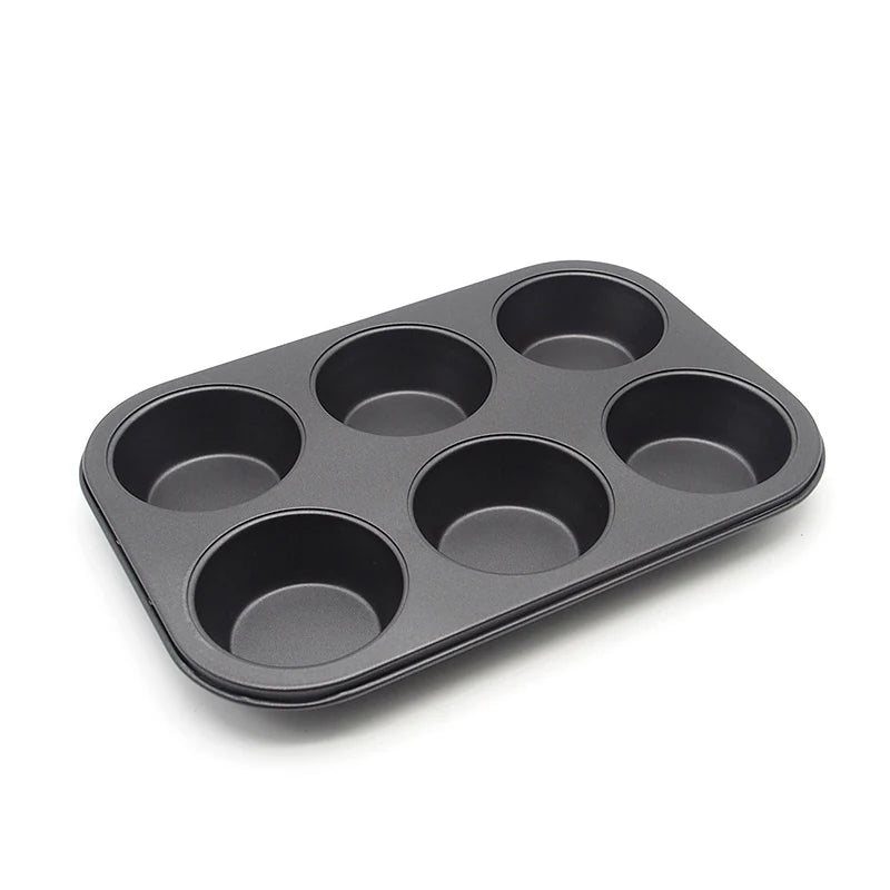 Clarify.pk 6 cup cupcake baking tray black nonstick muffin pan for baking cupcakes and muffins