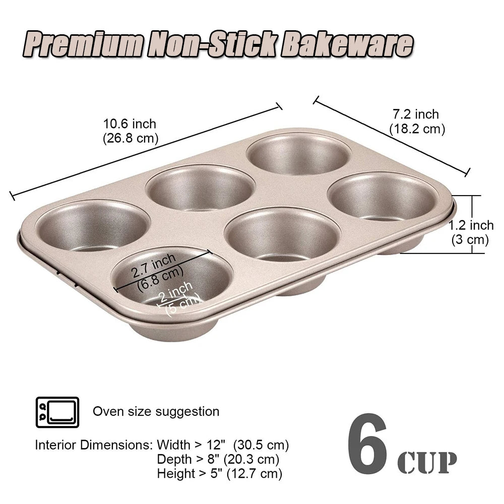 Clarify.pk 6 cup cupcake baking tray premium non-stick muffin pan with dimensions for baking