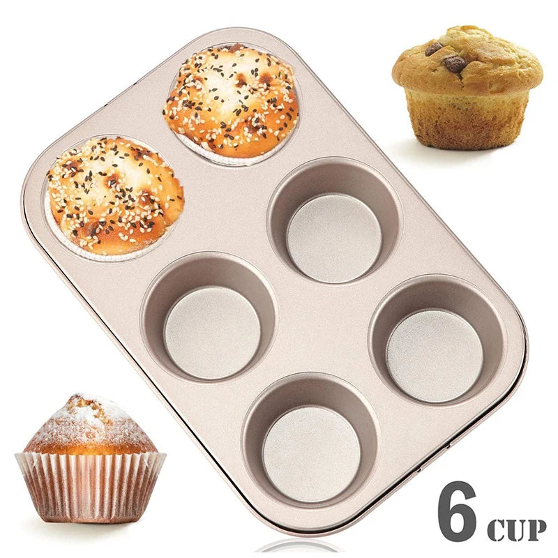 Clarify.pk 6 cup cupcake baking tray muffin pan with nonstick surface and baked muffins