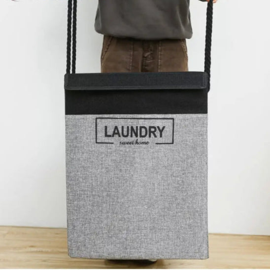 Clarify pk premium laundry basket with lid in grey and black fabric with handles