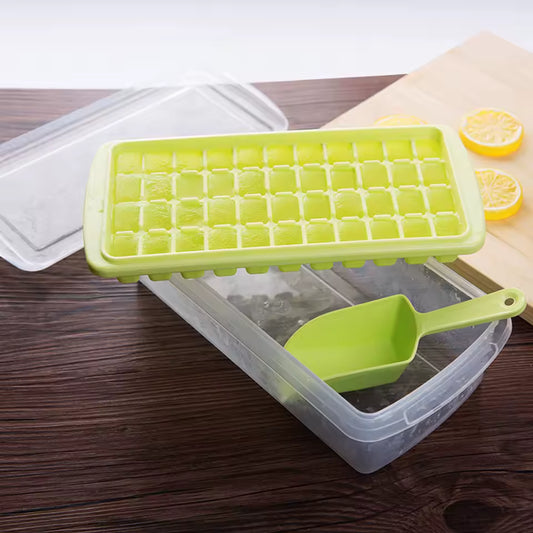 Clarify.pk premium plastic 36 grid ice cube tray in green with transparent lid and scoop