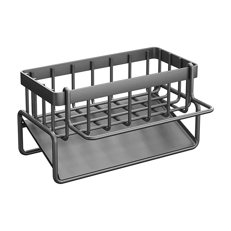 Clarify.pk premium stainless steel sponge holder sink drain rack with sleek black finish