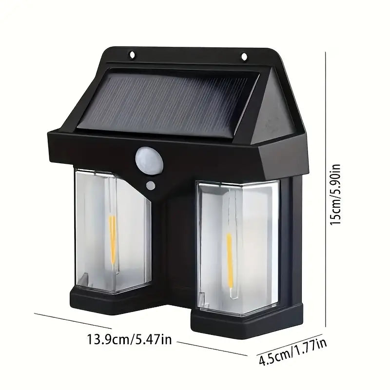 Clarify.pk double head solar wall lamp with motion sensor and dual LED lights in black