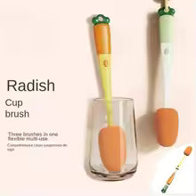 Clarify.pk long handle bottle brush with flexible silicone head for cleaning bottles and cups