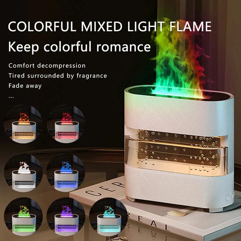 Clarify.pk rain effect humidifier with colorful mixed light flame for decorative fragrance and comfort