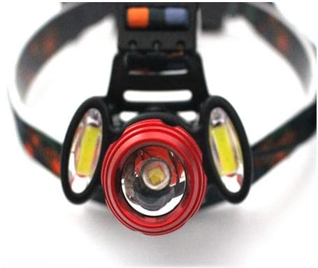 Rechargeable LED headlamp with adjustable strap and multiple LED lights for hands-free illumination