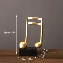 Clarify.pk resin musical note decor 3 pieces set in gold with black base elegant tabletop ornament