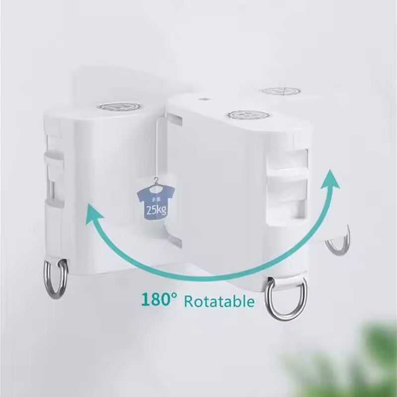 White retractable clothesline with 180 degree rotatable feature and 25kg weight capacity