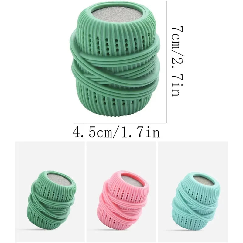 Clarify.pk reusable laundry dryer balls in green pink and blue with 7 cm height and 4.5 cm diameter