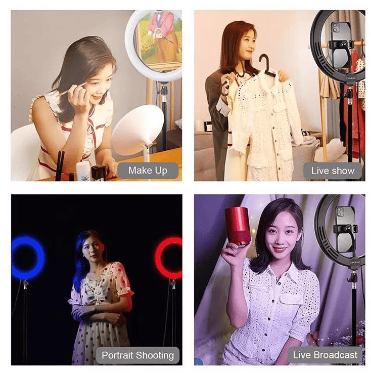 RGB ring light for makeup used in makeup, live show, portrait shooting, and live broadcast setups
