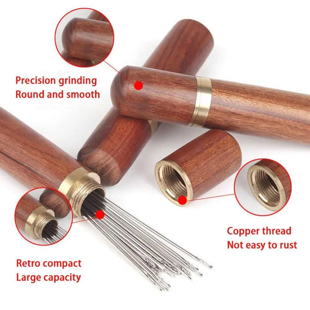 Clarify.pk sandalwood needle organizer with precision grinding, copper thread, and large capacity for tool sets