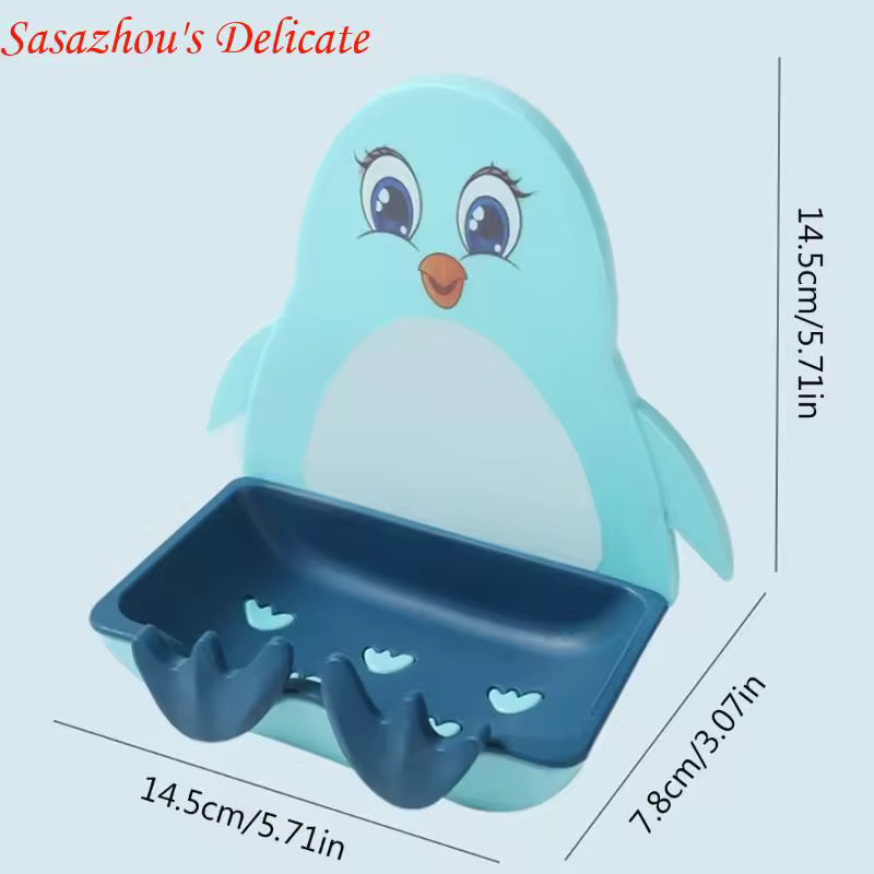Clarify.pk penguin soap holder wall mount in blue with cute cartoon design and soap tray dimensions