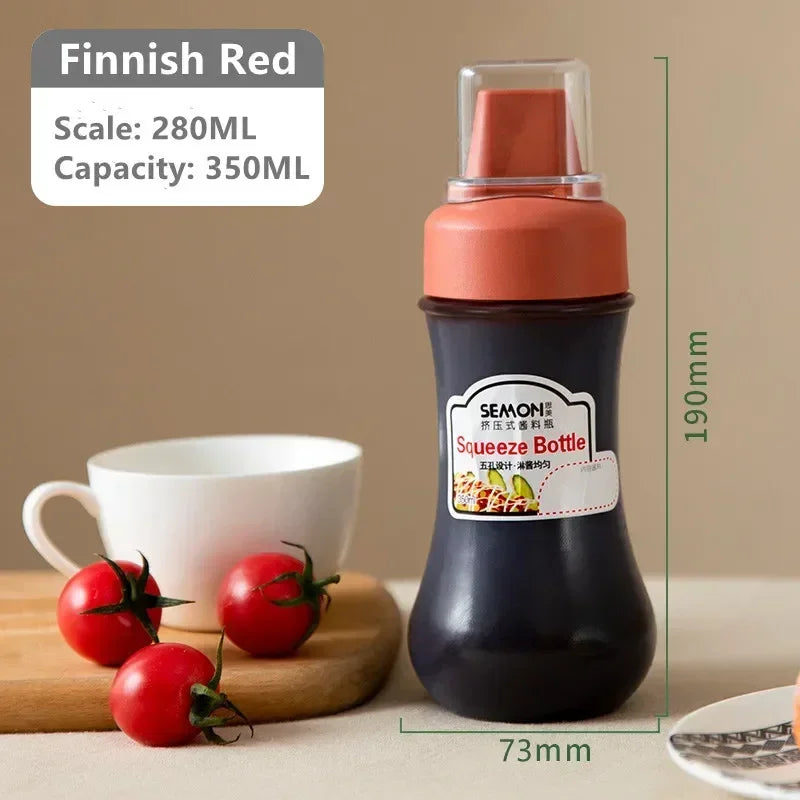 350ml sauce squeeze bottle in Finnish red and black by Clarify.pk perfect for dispensing sauces and gravies