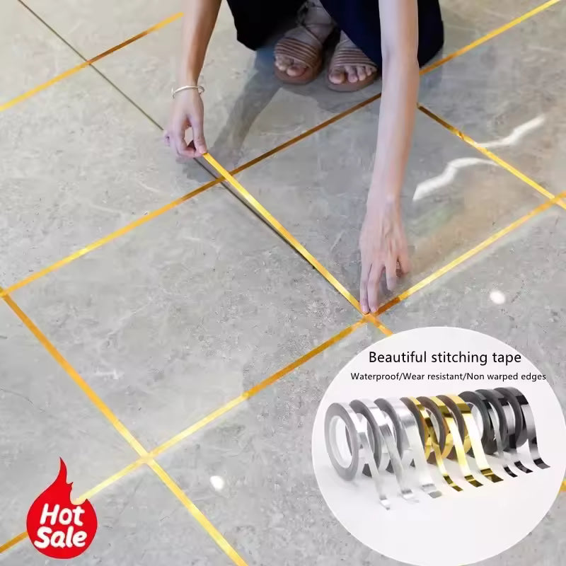 Clarify.pk self adhesive tile stickers tape applied on floor tiles for decorative grout lines