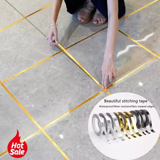 Clarify.pk self adhesive tile stickers tape applied on floor tiles for decorative grout lines