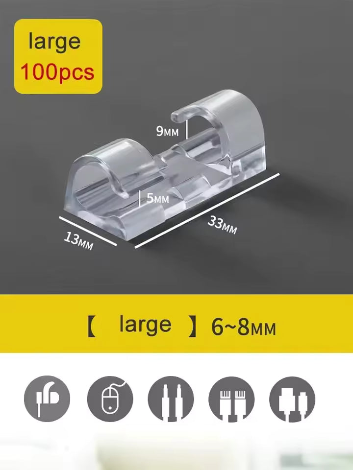 Clarify.pk large self adhesive wire holder cable organizer clips for 6 to 8mm cables pack of 100