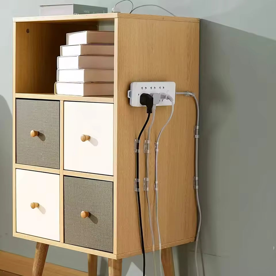 Clarify.pk self adhesive wire holder cable organizer clips securing cables neatly on wooden cabinet side
