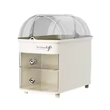 Clarify.pk dustproof cosmetic storage case with transparent lid and two drawers for makeup organization