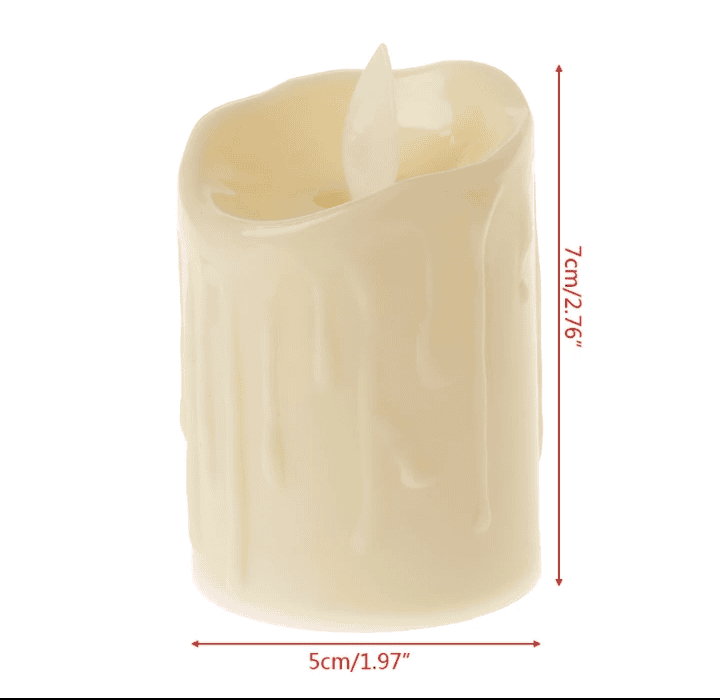 Cream-colored flameless tea light candle with realistic flickering flame and 7cm height from set of 12 flameless tea lights