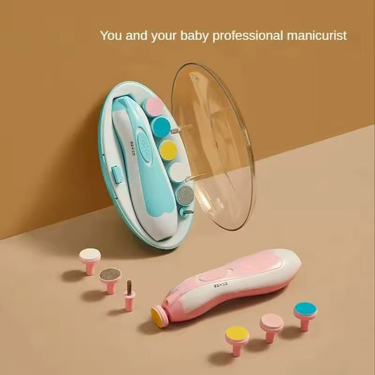 Clarify.pk electric baby nail trimmer set with multiple attachments in blue and pink colors