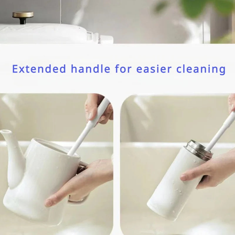 Silicone bottle cleaning brush with extended handle cleaning teapot and water bottle easily