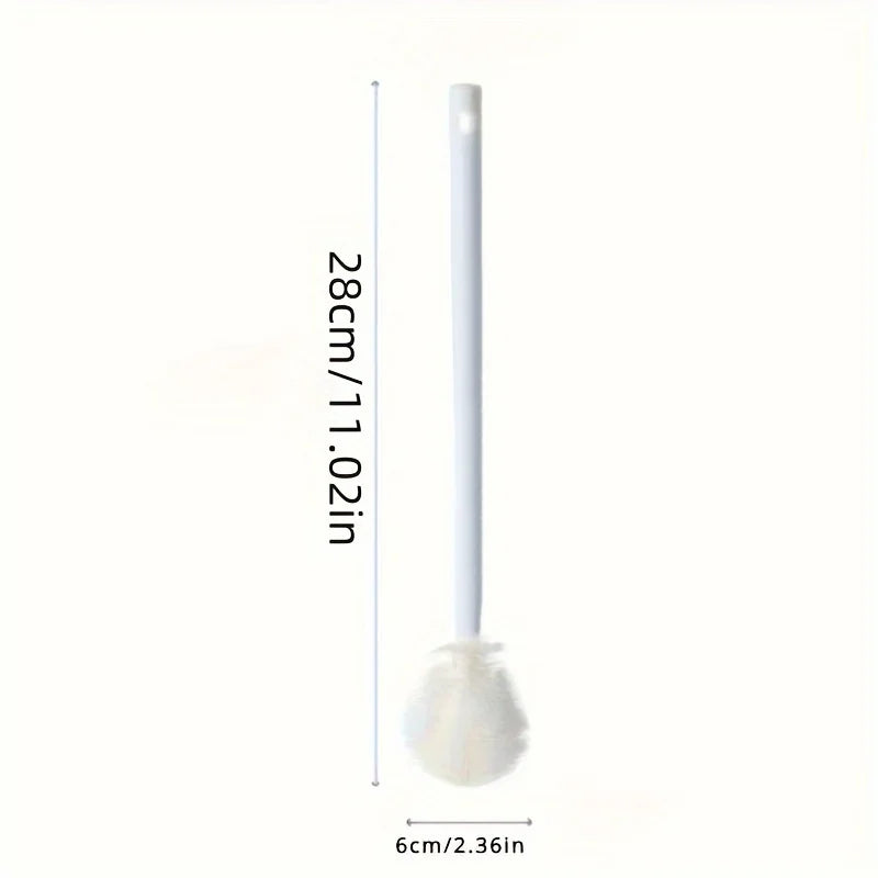 White silicone bottle cleaning brush with long handle and round brush head 28cm length
