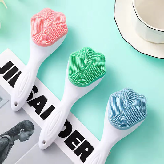 Colorful silicone face cleaning brush set with soft bristles and ergonomic handles for gentle facial cleansing