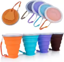Clarify.pk silicone foldable cup for kids in multiple colors with convenient carabiner clip