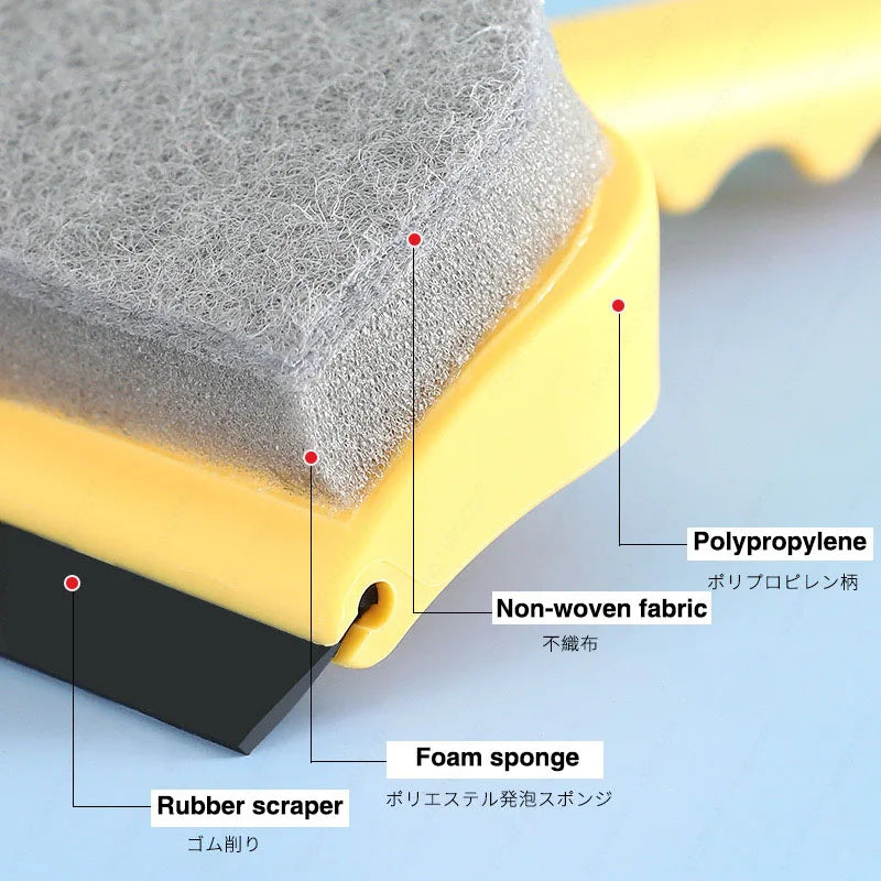 Clarify.pk silicone glass cleaner wiper with rubber scraper foam sponge and non-woven fabric layers