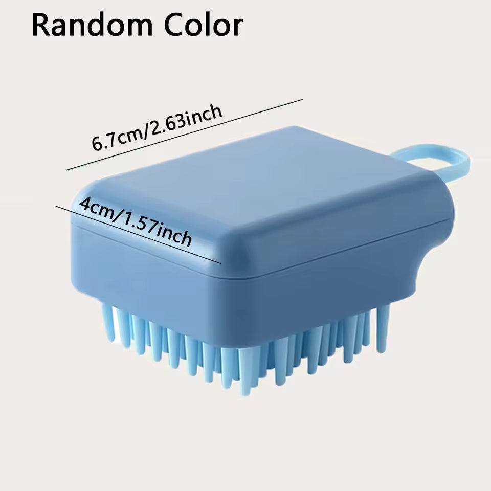 Blue silicone head massager brush with ergonomic handle and soft bristles for scalp massage