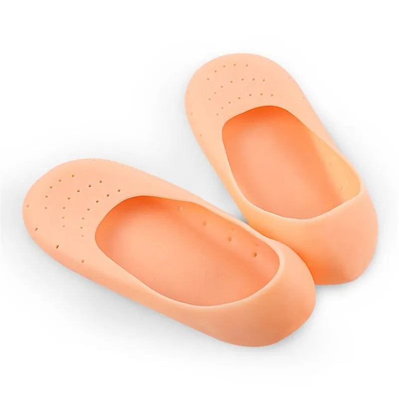 Clarify.pk silicone heel socks for cracked heels in peach color with ventilation holes for foot care
