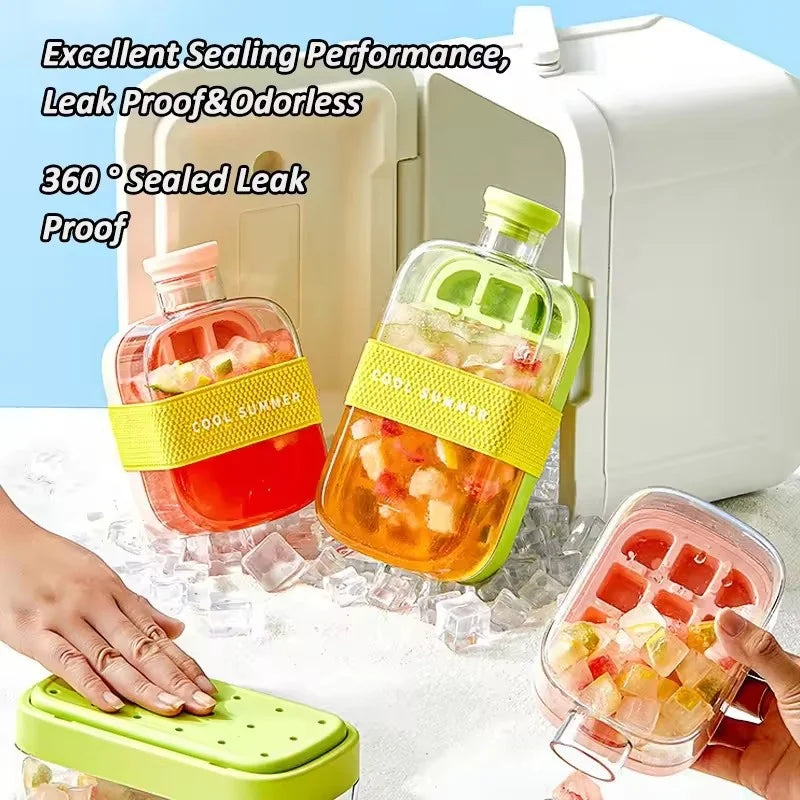 Silicone ice cube tray with straw filling colorful fruit ice cubes with leak proof performance